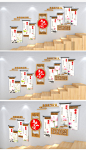 中国风古典党建文化墙廉政楼梯文化墙设计模板