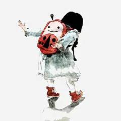水彩女孩免抠素材_新图网 https://ixintu.com 水彩 女孩 背影 书包 卡通 装饰 手绘 彩色