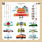 中国城市地标建筑景点名胜手绘插画图案图标png免抠图素材psd模板-淘宝网