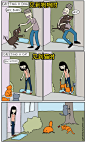 汤主Cat Vs Human画了一组小漫画：只有跟猫生活在一起的人，才懂的一些事……