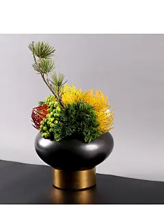 新中式仿真整体花艺现代餐桌样板房假花软装饰品酒店大堂茶室摆件-淘宝网