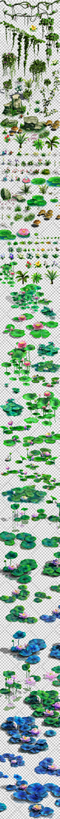 游戏美术资源 手绘横版植物花草树木PSD分层素材 高清2D场景修图-淘宝网