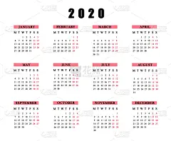 2020,日历,白色背景,十月,事件,月,星期六,一月,星期二,简单