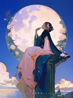 国风插画｜月亮下的元宵夜，美得像一场梦 - 小红书