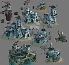 游戏动漫单体建筑设定图片素材写实风格CG场景线稿概念原画插画-淘宝网