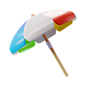 Beach Umbrella With Wooden Stick 3D Illustration