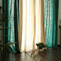 【海绿+原色】点睛专业定制做 美式乡村 复古纯色棉麻亚麻窗帘-淘宝网