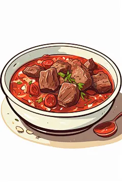 肉类食物养生羊肉汤美食插画
