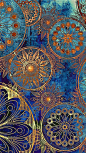 This is so beautiful. The background variation of shades of blue and then the variations in gold tones, too. Love it!: