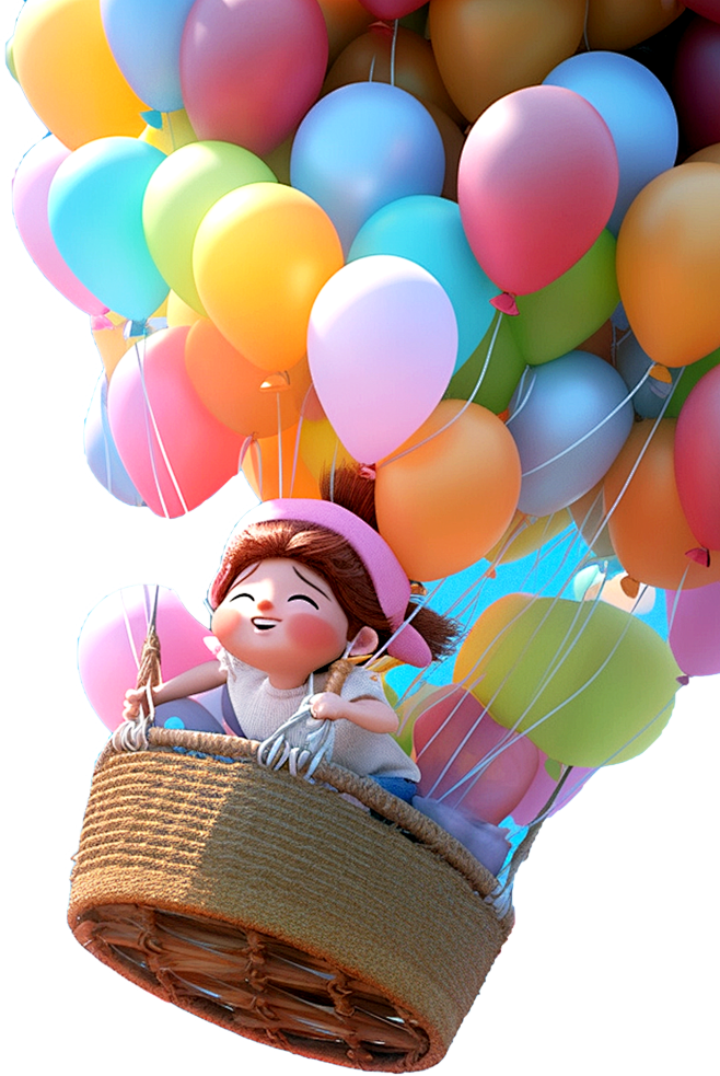61儿童节 png儿童卡通小孩气球