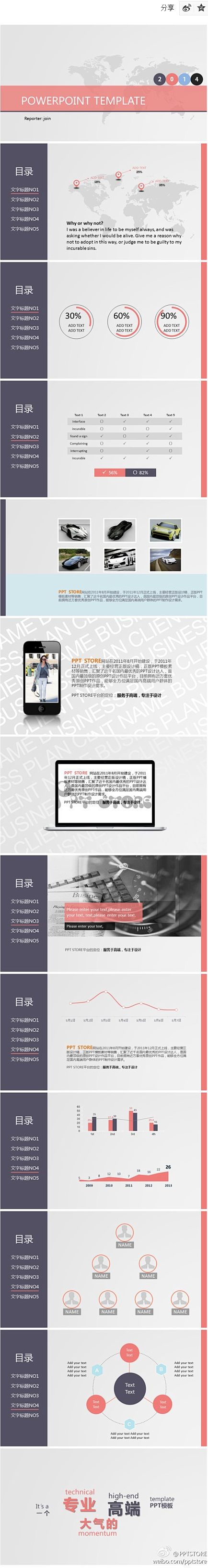 【最新商务PPT模板】欧美时尚简约商务通...