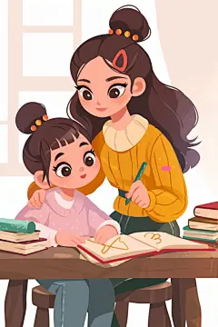家教辅导人物插图插画