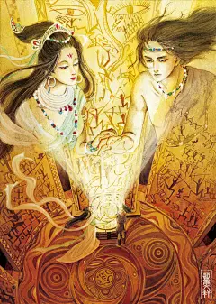 补天-蓝雯轩_超好看,补天,女娲,上古神话_涂鸦王国插画