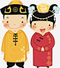 古代风新娘新郎高清素材 古代 多彩 开心 情侣 手绘 新婚 服饰 清朝 简约 免抠png 设计图片 免费下载