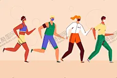 跑步 【酷图网】跑步,运动,卡通人物,锻炼身体,ai矢量图,