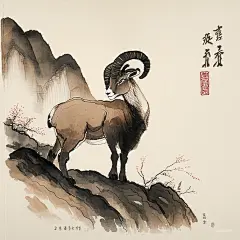 AI绘画_Prompts_Full_Metal_Jesus_ink_painting_ram_by_a_mountain_full_body_Qi_Ba_02fe98fd-2b99-4c06-9905-a2b910a1a205_xpanx.com