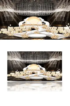 原创香槟色婚礼手绘效果图舞台浪漫温馨-众图网