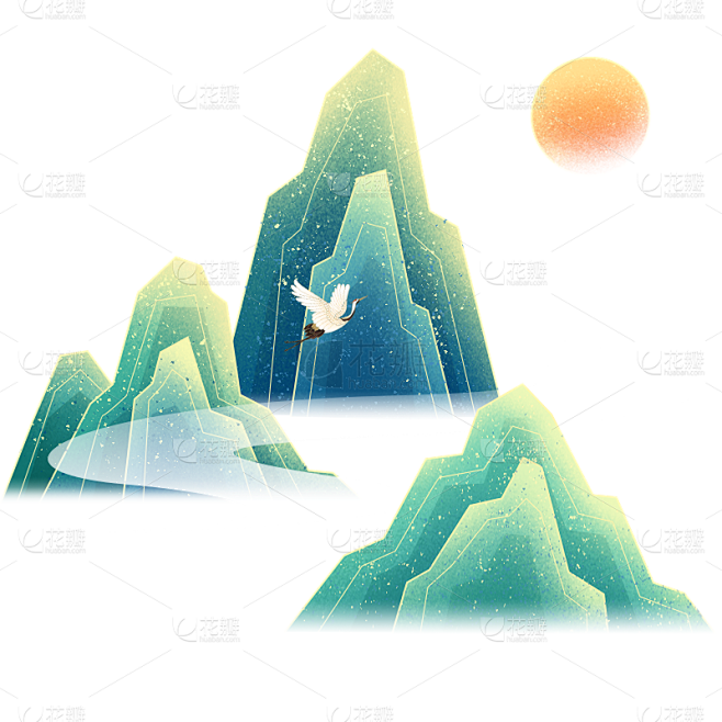 通用中国风国潮山水免抠元素素材
