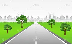 通往未来的路途。被白色背景隔离的柏油街。终点的目标的对称方式。路径意味着成功的商业规划适合于广告和展