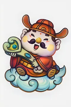 新春素材财神卡通角色模型元素