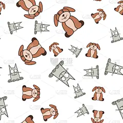狗,猫,四方连续纹样,卡通,婴儿,螺线,白色,黑色,纺织品,式样