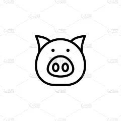 猪,计算机图标,矢量,垂直画幅,人的头部,可爱的,绘画插图,符号,动物身体部位,卡通