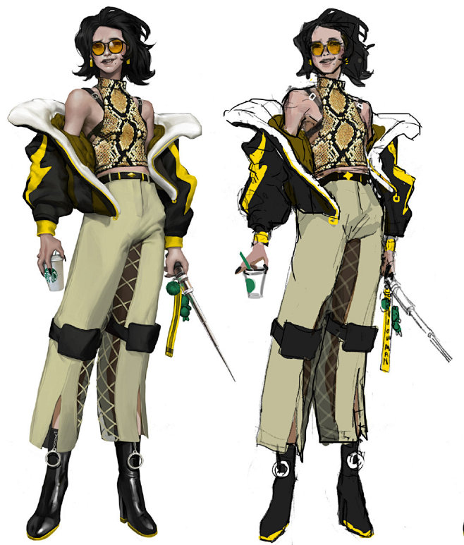 超飒赛博朋克街头机能风人物造型角色设计图组设计灵感永不枯竭