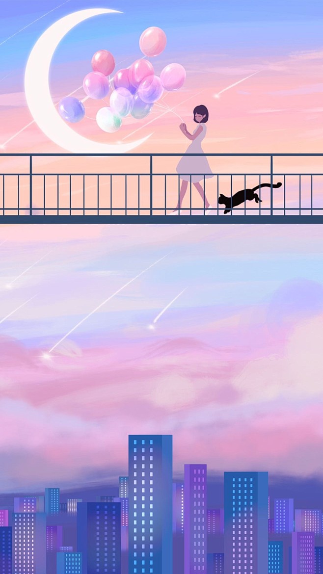 星光月亮和焰火_沙多啤梨__插画师作品_...