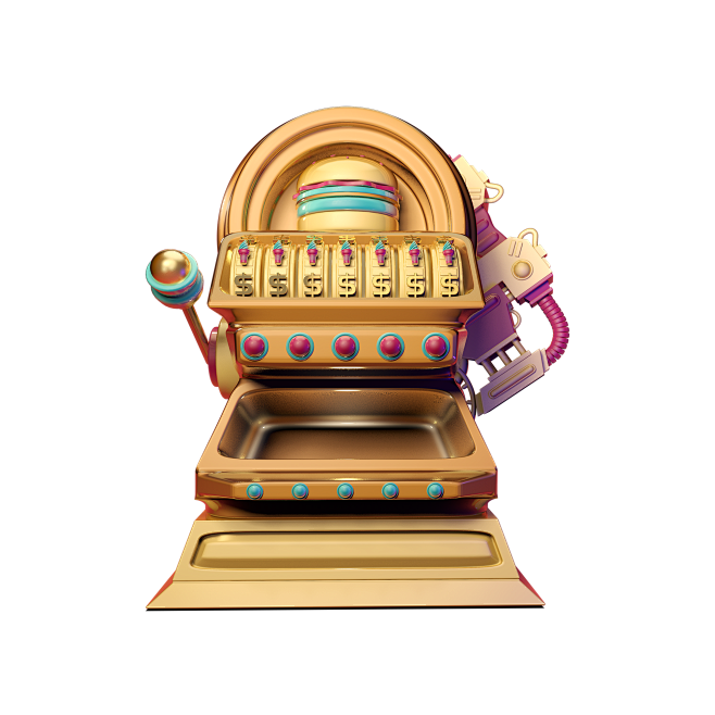 3d gold gaming machine front view