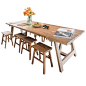 全实木餐桌椅组合复古北欧简约原木饭桌中式家用工作台书桌长桌-tmall.com天猫