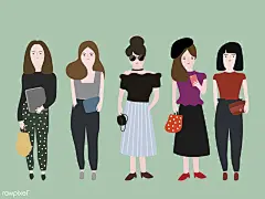 国际妇女节女性RockUI设计作品扁平化插画首页素材资源模板下载