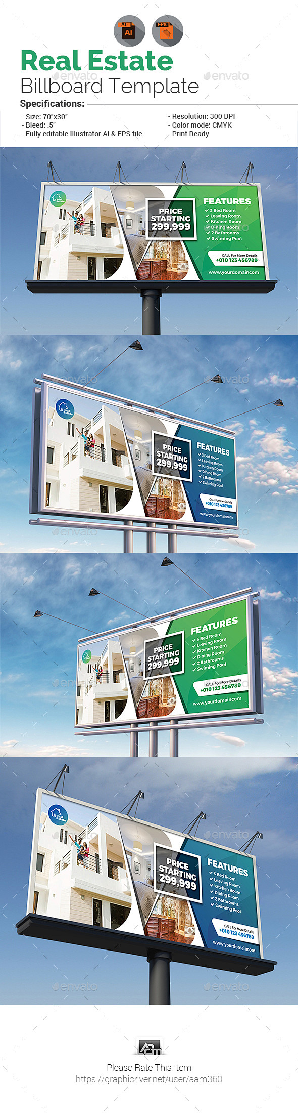 房地产广告牌——标识打印模板Real Estate Billboard - Signage Print Templates广告,广告,横幅 ...
