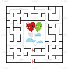 迷宫游戏,可爱的,彩色图片,抽象,卡通,正方形,秘密,几何形状,训练