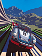 Martini Porsche - Tim Layzell's Graphic Style Captures Sheer Speed - @claire_oneill: 
