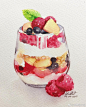 插画 水彩 食物 手绘 美食 甜品 甜食 蛋糕 cake