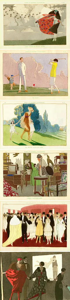 路尼尼：1919年的时尚杂志插图，那斗篷真好看啊