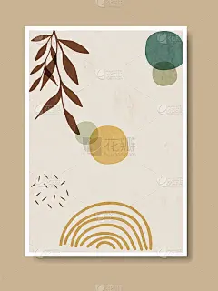简单的最小手绘艺术背景。设计用于墙面装饰、明信片、海报或宣传册