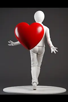 爱心白色小人情人感恩节红色桃心模型