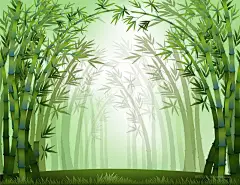 矢量卡通手绘竹林绿色植物竹子背景