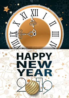 2019,新年前夕,贺卡,华丽的,简单,模板,2018,小册子,设计,问候