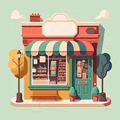 店铺门面卡通插画矢量图设计素材