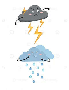 卡通天气打雷闪电下雨生气伤心表情包矢量图高清模板免费下载-趣麦麦图