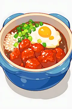 卤肉饭烹饪美食插画绘画图片
