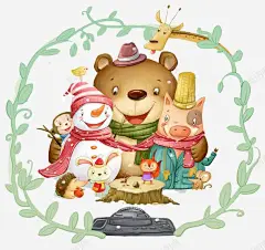 森林小动物和雪人 雪人 元素 免抠png 设计图片 免费下载 页面网页 平面电商 创意素材