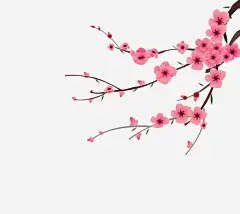 手绘桃花花枝免扣素材