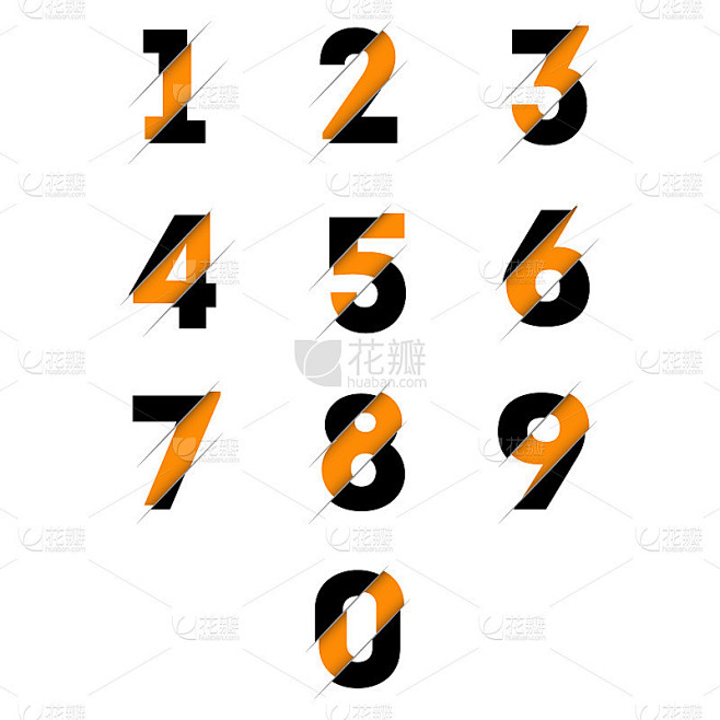 程式化的数字设计，数字矢量插图