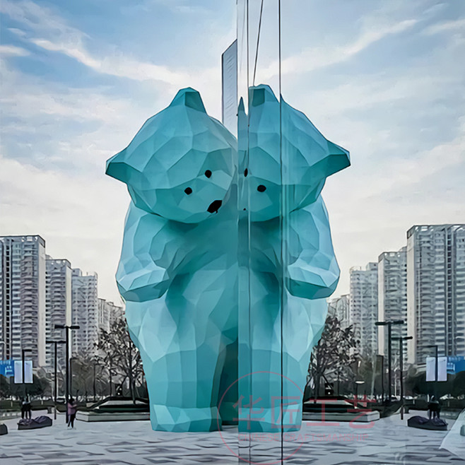 玻璃钢雕塑大型动物卡通人物摆件商场几何熊...