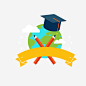 出国留学创意图标矢量图标_88ICON https://88icon.com 矢量图标 插画风格 博士帽 出国留学 留学教育 地球 国家 云 png图 矢量ai