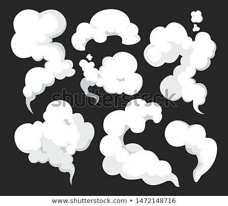 矢量烟雾设置特殊效果模板。 卡通蒸汽云，...