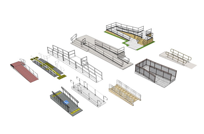 无障碍坡道扶手SU模型